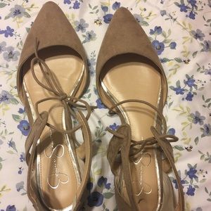 Jessica Simpson tan sueded Flats